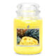 Svíčka 0,68 KG Vzrušující ananas, aromatická ve skle - Aromatická svíčka s intenzivní vůní. Vhodné i pro provonění velkých prostor. V dekorativní skleněné dóze se skleněnou/kovovou pokličkou a ozdobnou etiketou s barevným potiskem. Svíčka je opatřena 2-ma bavlněnými knoty pro intenzivnější aroma při hoření. Doba hoření cca 150 hodin.