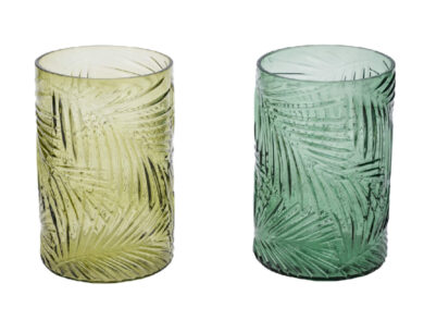 Svícen/váza, zelená/kapradina, pr. 12x18,5cm, 2  (ZGE-12101064)
