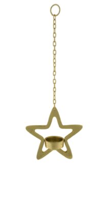 DOP VJ Svícen na čajovou svíčku závěsný STAR, zlatá, 14,5x14,5x5cm  (ZGE-22101420)