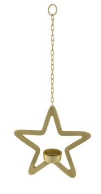 DOP VJ Svícen na čajovou svíčku závěsný STAR, zlatá, 19x19x5cm  (ZGE-22101421)