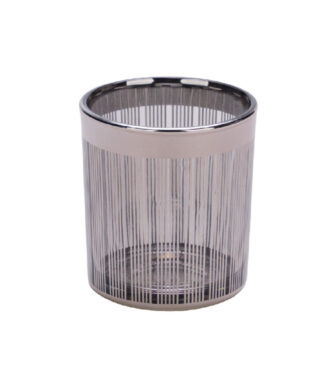 DOP JDD Svícen na čajovku Bamboo, sklo, stříbrná, pr.7x8cm  (ZGE-22103117)