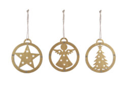 Závěs stromek/hvězda/anděl, zlatá, 8,5x9,5x0,6cm, - Závěsné vánoční dekorace do bytu z kvalitních materiálů. Různé styly, barvy a motivy. Osvětlené i neosvětlené. Inspirujte se na našich sociálních médiích.
