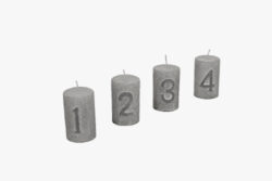 Svíčka adventní 4, šedá, M - Adventní svíčka s číslem 4 a rozměry 4,5x8cm