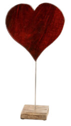 Srdce na stojánku, dřevo, červená, 23x22x2,5cm - Popis se připravuje - možno na dotaz