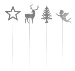 Zápich vánoční, stříbrná, 4T - Zapichovac dekorace pro kreativn ozdobu kvtin, stolu, trvnku a dalch dekorativnch aranm. Objednejte si jet dnes.